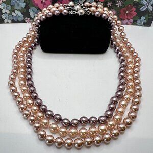 KJL Kenneth Jay Lane Blush Trio of Glass Pearl Necklaces